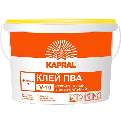 Клей ПВА «Кapral V-10» ведро 3 кг Клей ПВА «Кapral V-10» ведро 3 кг
