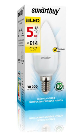 Светодиодная (LED) Лампа Smartbuy-C37-05W/4000/E14 в Минске - изображение Изображение: светодиодная (led) лампа smartbuy-c37-05w/4000/e14 в Минске