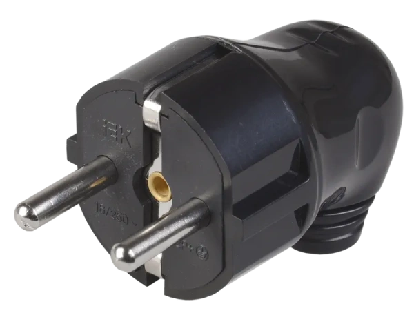 Изображение: вилка угловая с/з с выкл. черная в Минске