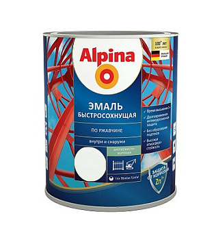 Грунт-эмаль алкидная Alpina быстросохнущая по ржавчине (RAL 9003 белый 0,75л) в Минске - картинка Картинка: грунт-эмаль алкидная alpina быстросохнущая по ржавчине (ral 9003 белый 0,75л) в Минске