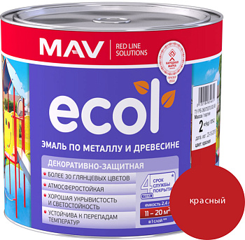 Эмаль ECOL по металлу и древесине (ПФ-115) красная глянцевая 2,4л  в Минске - картинка Картинка: эмаль ecol по металлу и древесине (пф-115) красная глянцевая 2,4л  в Минске