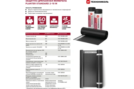 Изображение: мембрана профилированная planter standart 2х20м ( 1рул 40м2) в Минске