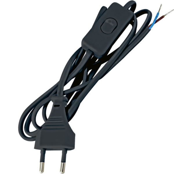 Шнур с выкл. и плоской вилкой ШУ01В ШВВП 2х0,75мм2  (черный) 2м в #REGION_NAME_DECLINE_PP# - изображение Изображение: шнур с выкл. и плоской вилкой шу01в шввп 2х0,75мм2  (черный) 2м в #REGION_NAME_DECLINE_PP#