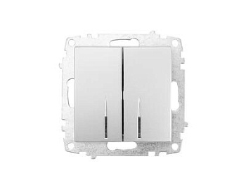 Выключатель Zena Vega 2-кл с подсветкой, серебро т.м.EL-BI в Минске - картинка Картинка: выключатель zena vega 2-кл с подсветкой, серебро т.м.el-bi в Минске