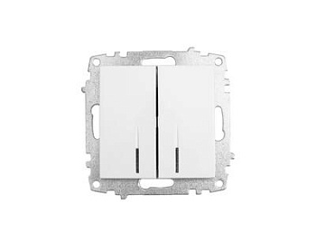 Выключатель Zena Vega 2-кл с подсветкой, белоснежный т.м.EL-BI в Минске - картинка Картинка: выключатель zena vega 2-кл с подсветкой, белоснежный т.м.el-bi в Минске