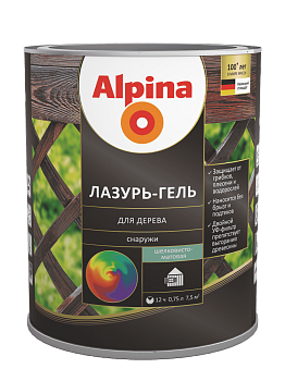 Средство защитно-декоративное Alpina Лазурь-гель для дерева шелковисто-матовая, сосна 0,75л в Минске - картинка Картинка: средство защитно-декоративное alpina лазурь-гель для дерева шелковисто-матовая, сосна 0,75л в Минске