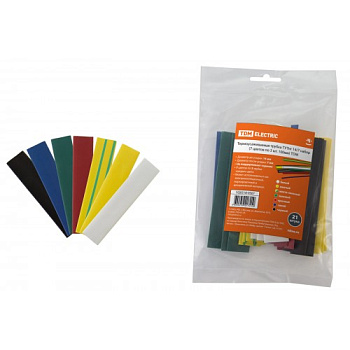 Картинка: трубка термоусуживаемая тут нг. d=14/7  набор (7 цветов по 3шт. 100мм) tdm в Минске