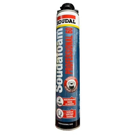 Монтажная пена пистолетная "Soudal" Soudafoam PROFESSIONAL 60 750 мл  РОССИЯ